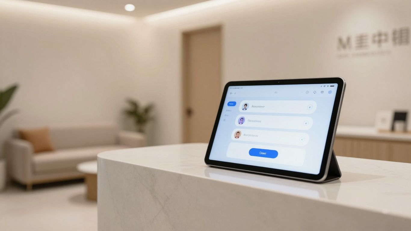 AI chatbot interface on a tablet in a medspa.