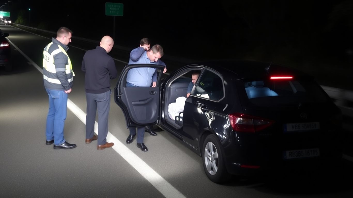 Voiture suspecte arrêtée sur l'autoroute, douaniers découvrent la contrebande.