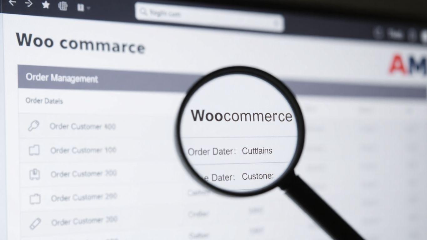 WooCommerce order management dashboard with highlighted order details.