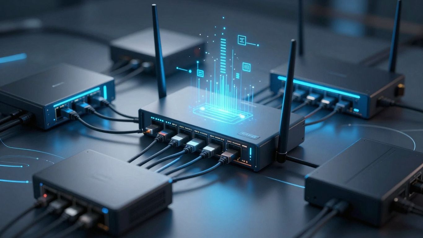 Dispositivos de interconexión de red con señales digitales.