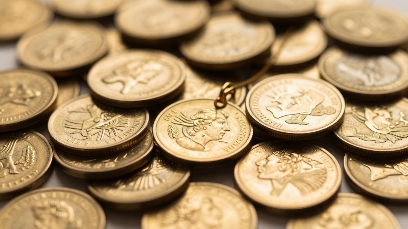 Pile of gold coins and jewelry