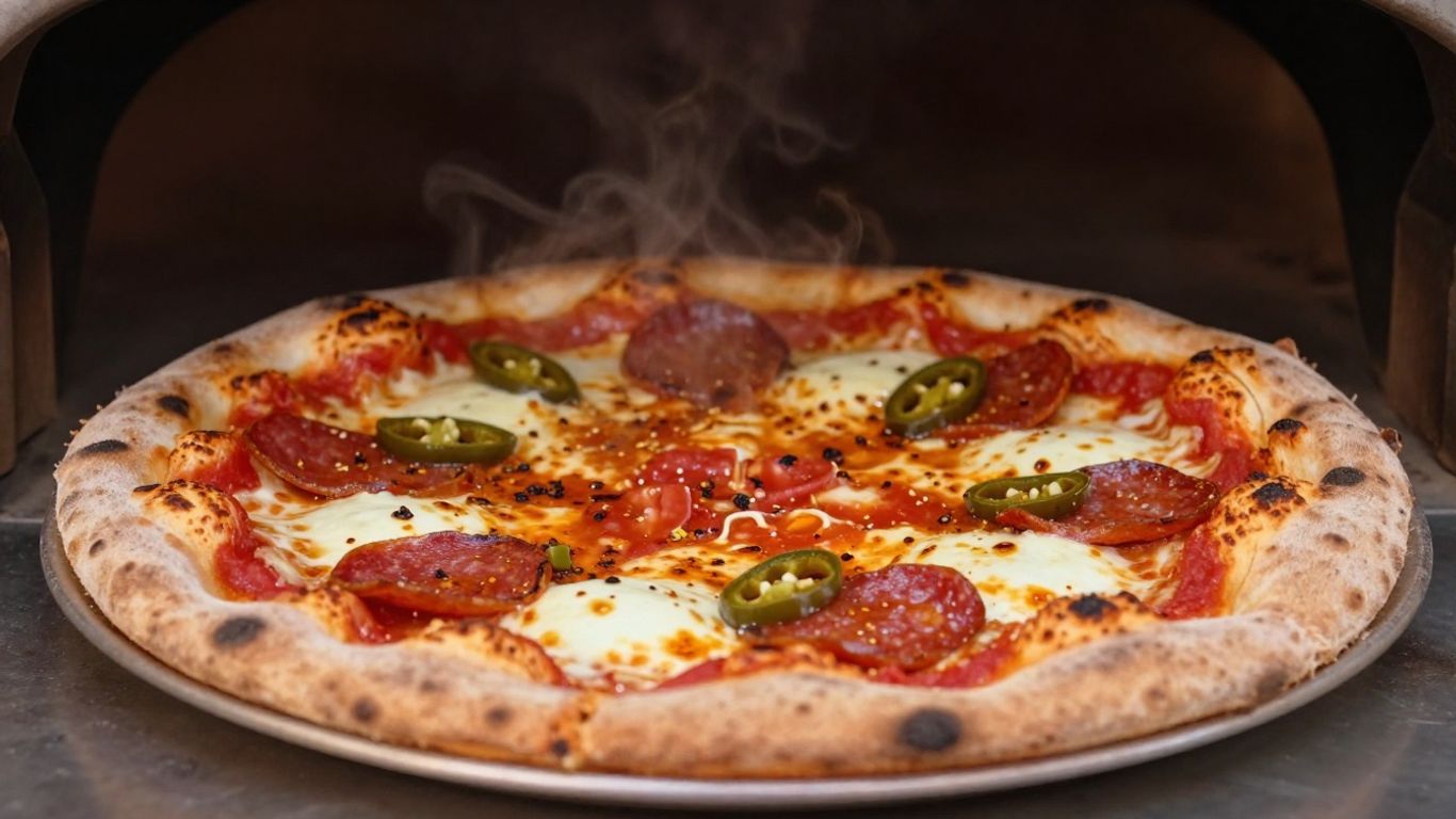 Spicy Sicilian pizza with pepperoni and jalapeños.