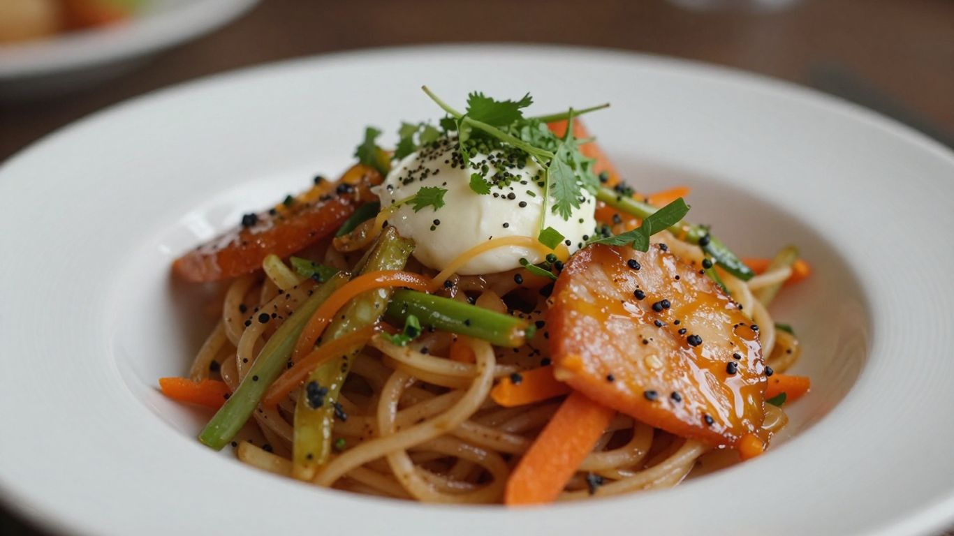 Close-up of a delicious, artfully plated food dish.