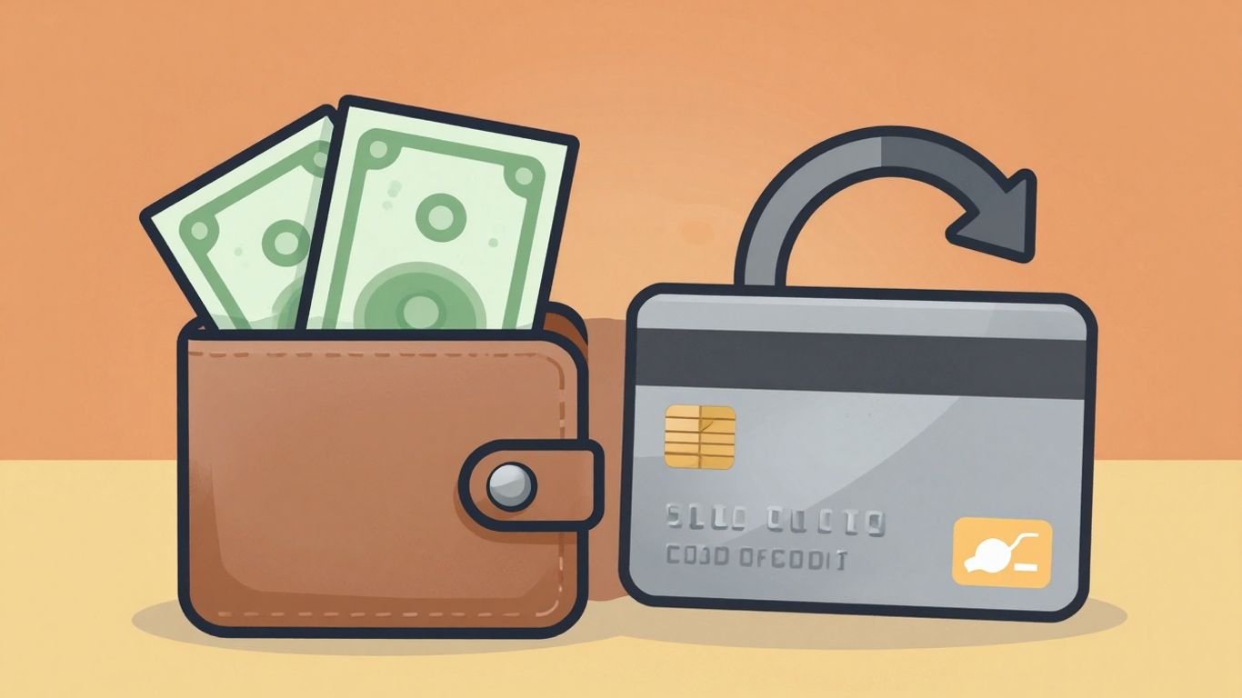 Cartoon illustration comparing loan and line of credit.