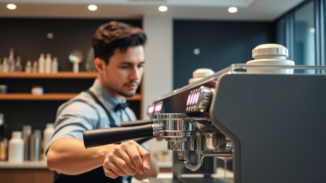 Barista using Contempo 2 Group coffee machine safely