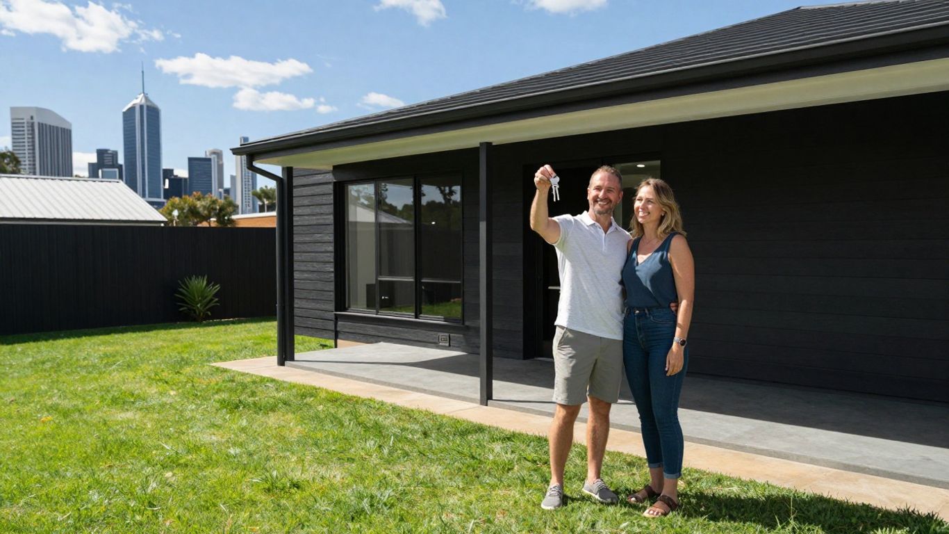 Couple with keys outside a South Australian home.