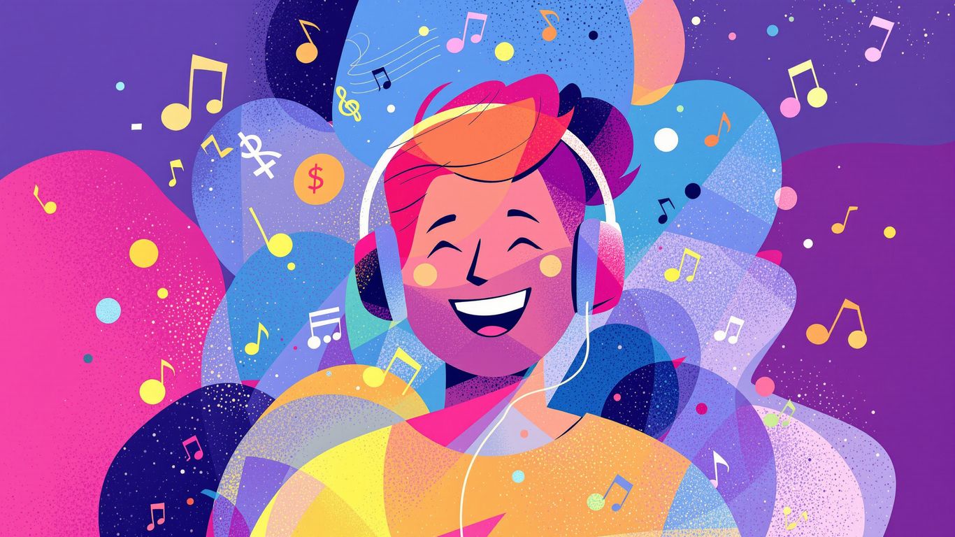 Person enjoying music, earning money reviewing songs.