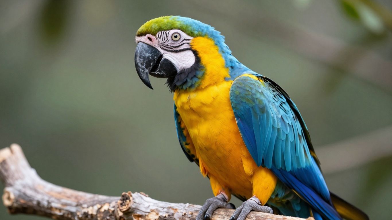Catalina Macaw perched on a branch