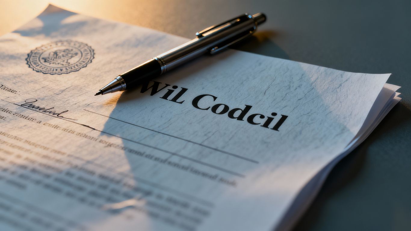 Will codicil document with a pen on it.