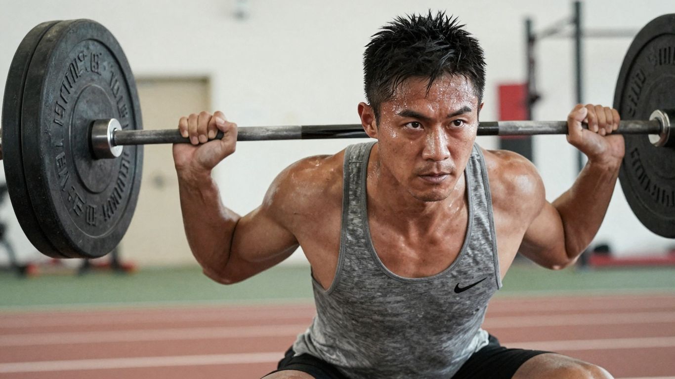 Atlet concentrat depășind limitele în timpul antrenamentului.