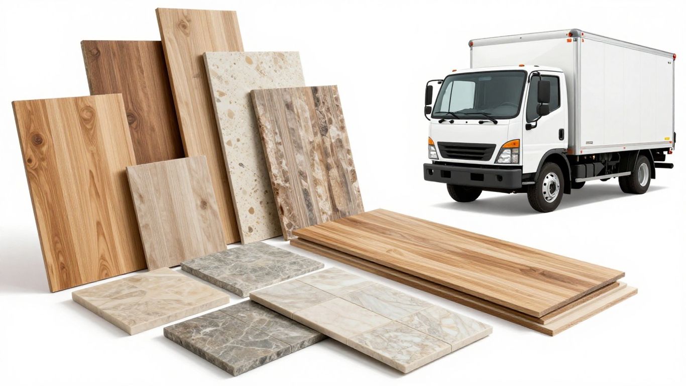 Surface materials and delivery truck sketch.