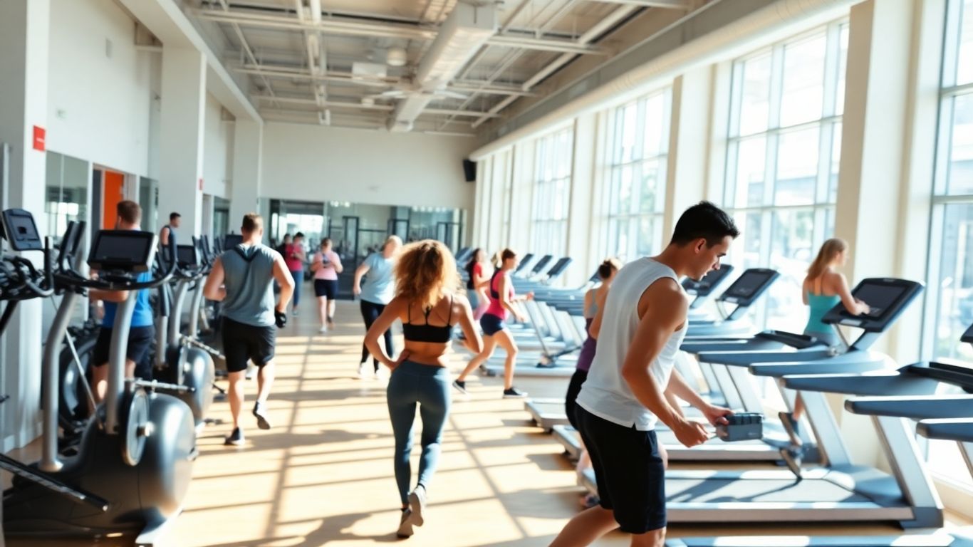 Personnes s'entraînant dans une salle de sport moderne