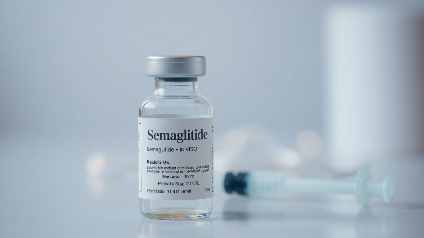 Medicamento semaglutida para emagrecimento em frasco.