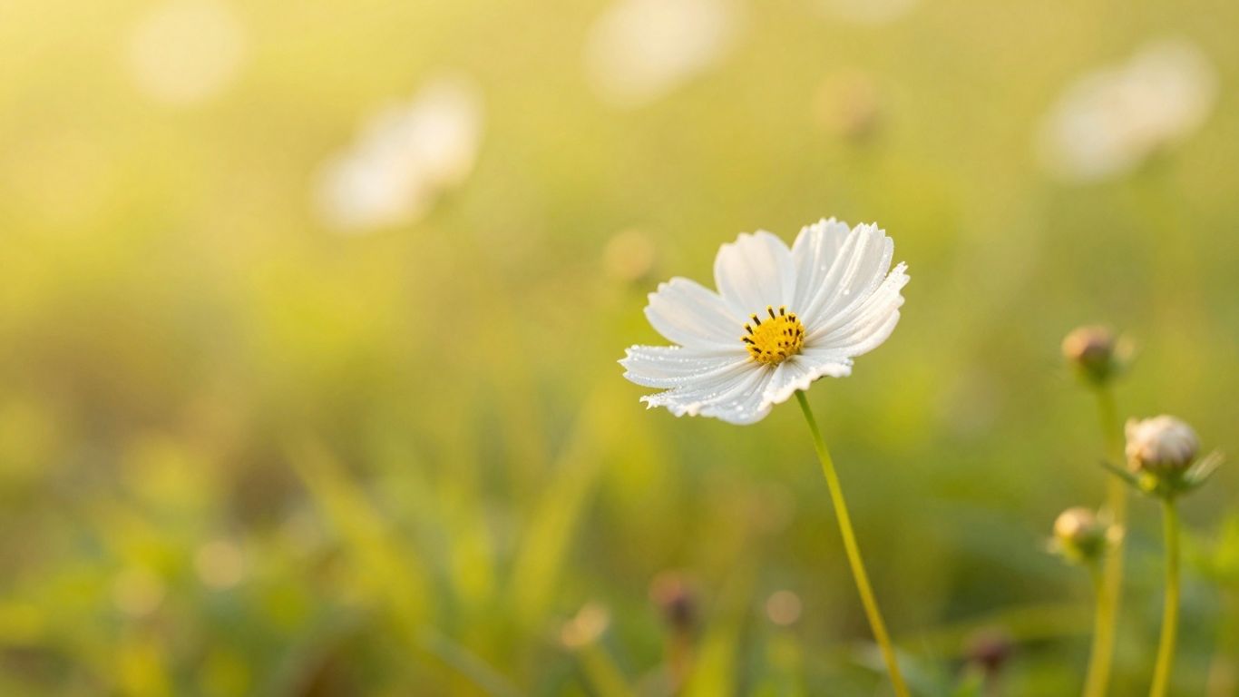 Bloeiende bloem in ochtendzon, symbool van hoop.