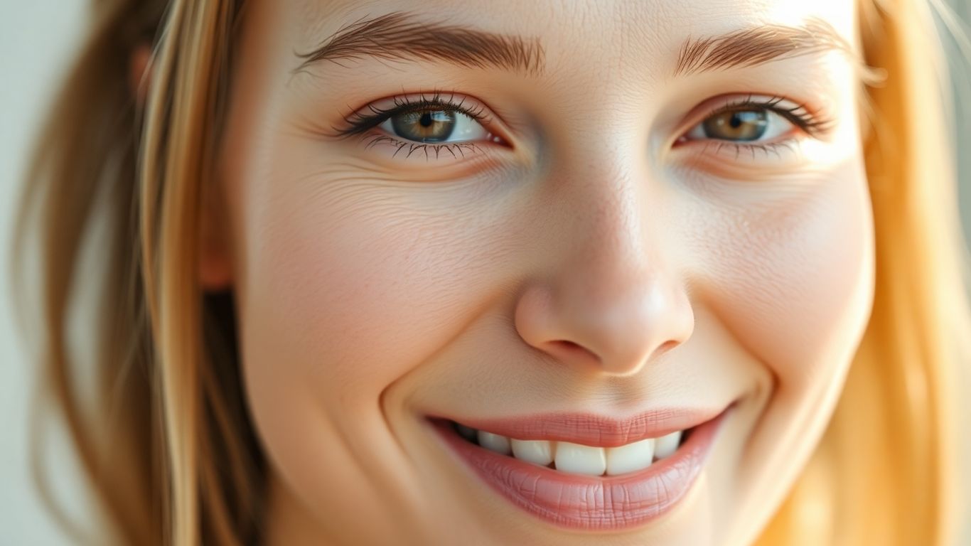 Woman with clear, radiant skin smiling gently.
