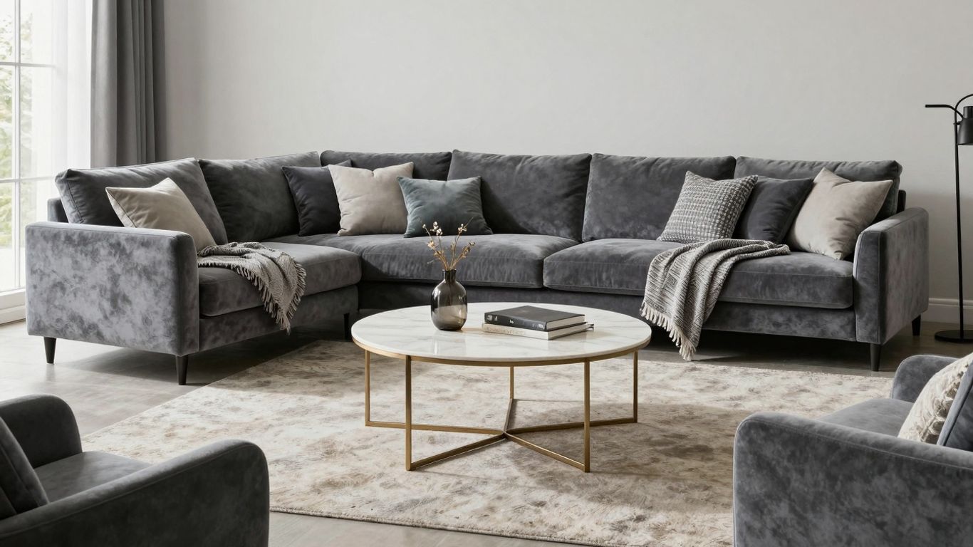 Modern furniture package in a stylish Austin Airbnb living room.