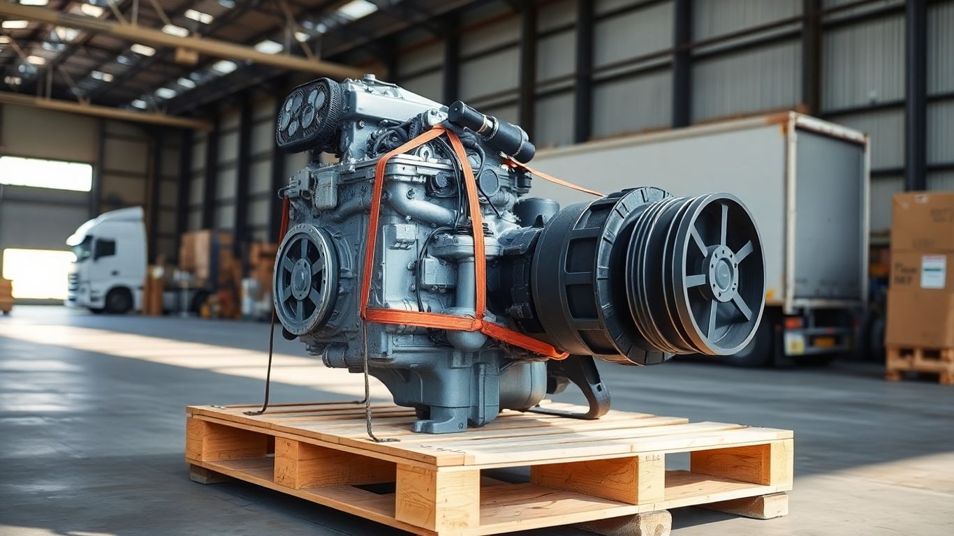 Toyota Aurion engine and gearbox on pallet for shipping