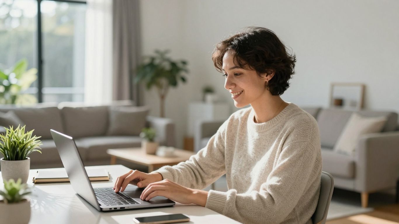 Person working from home in Australia