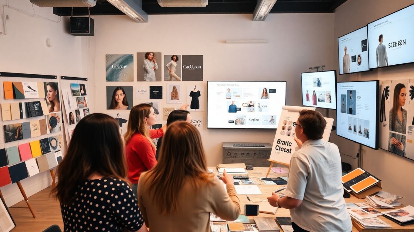 Creative team collaborating in modern design studio