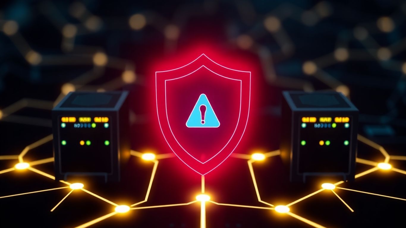 Digital shield protecting network servers from cyber threats.