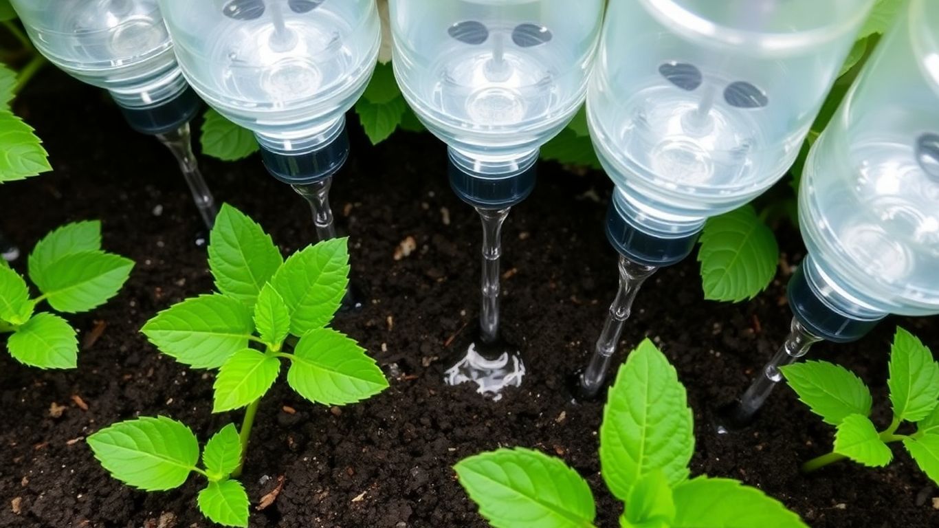 Sistem de irigare DIY cu sticle de plastic.