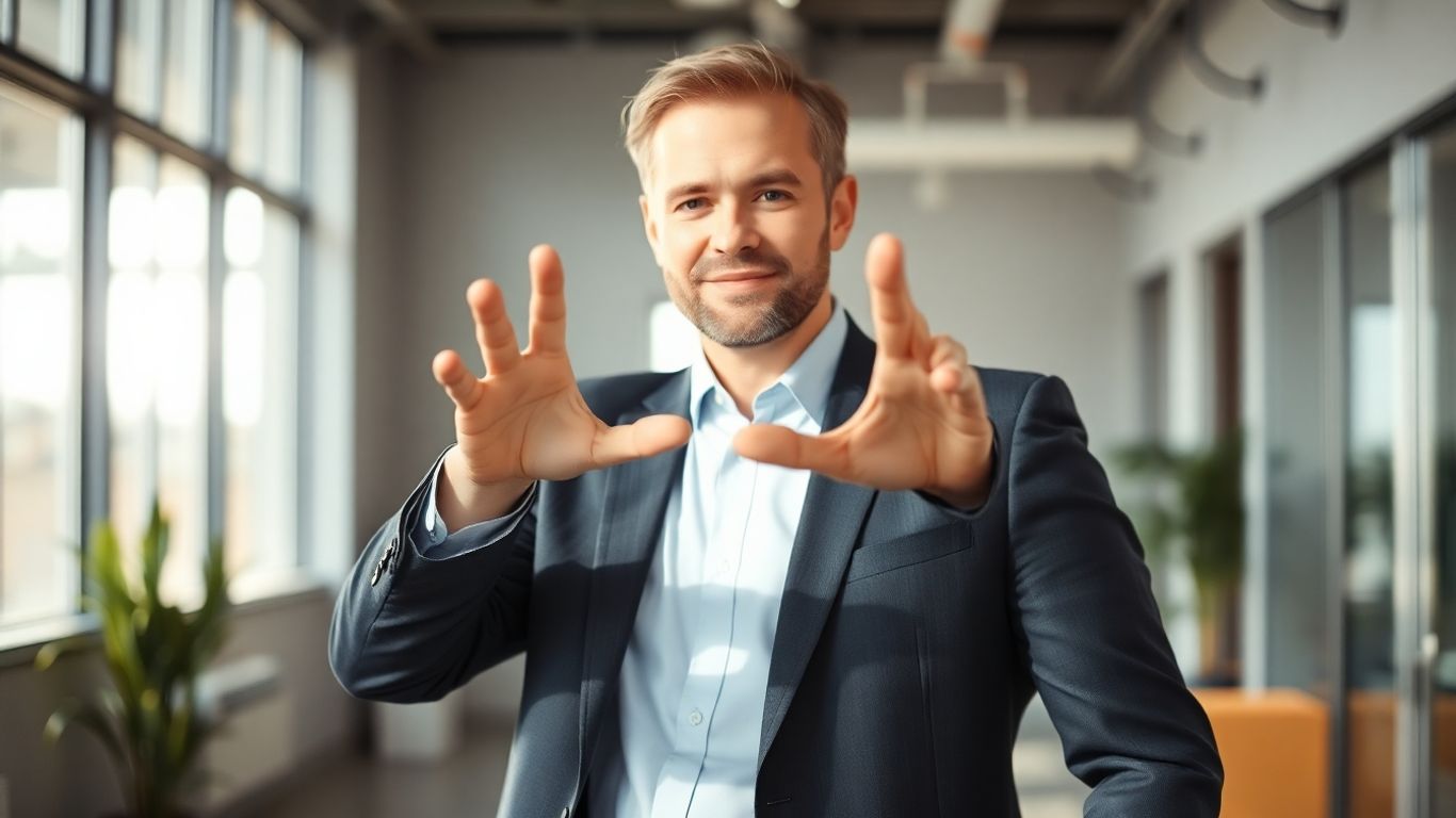 Financial consultant in office, bright and modern.