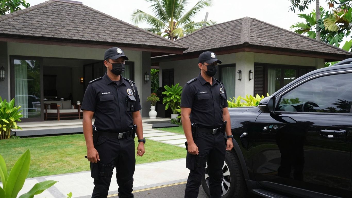 VIP security detail protecting a villa in Bali.