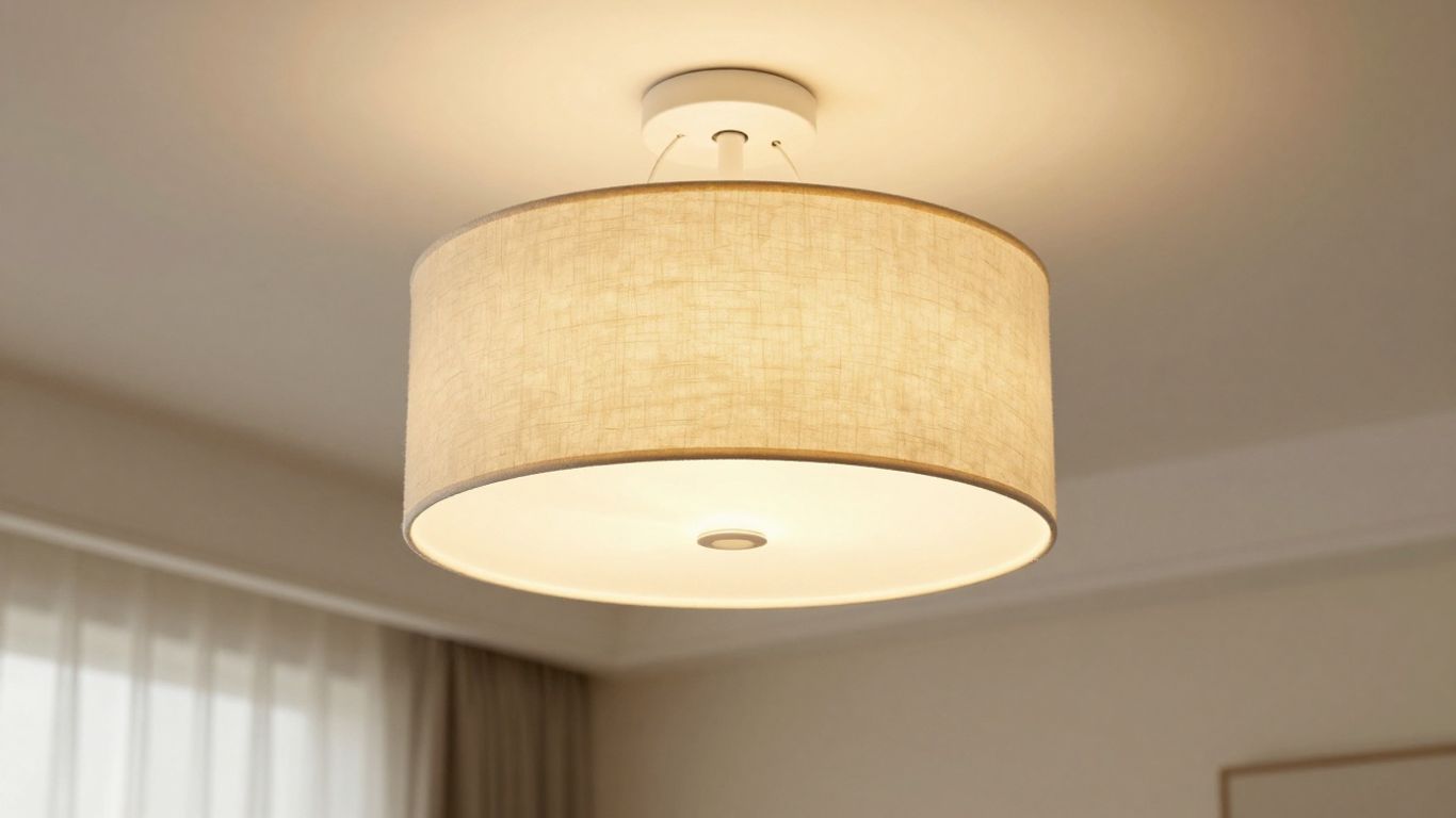 Deckenleuchte mit Lampenschirm im Wohnzimmer