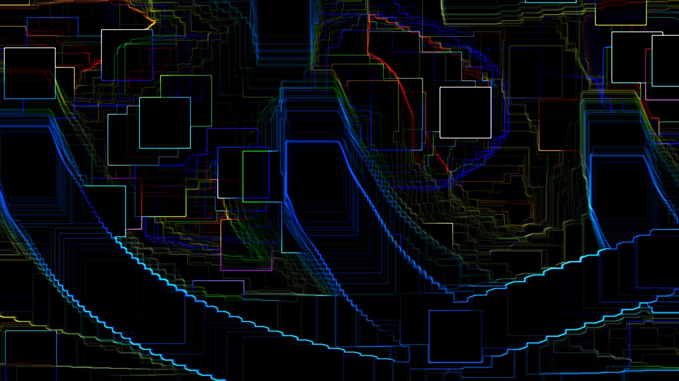 Abstract digital art with colorful squares and lines