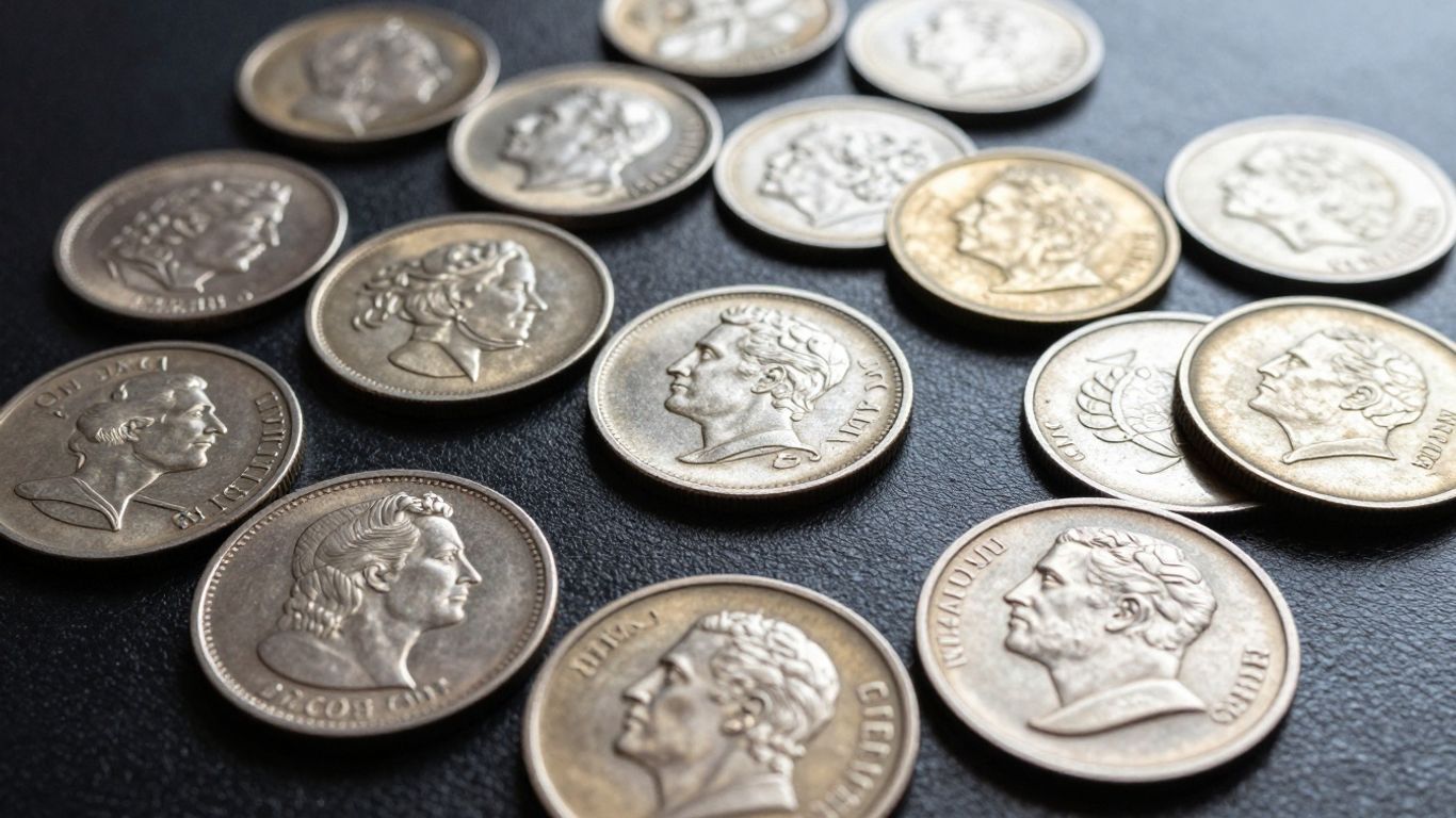 Rare pattern coins with intricate designs and metallic sheens.