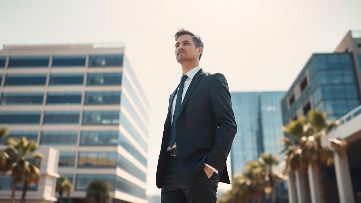 Investment banker in Arizona office building.