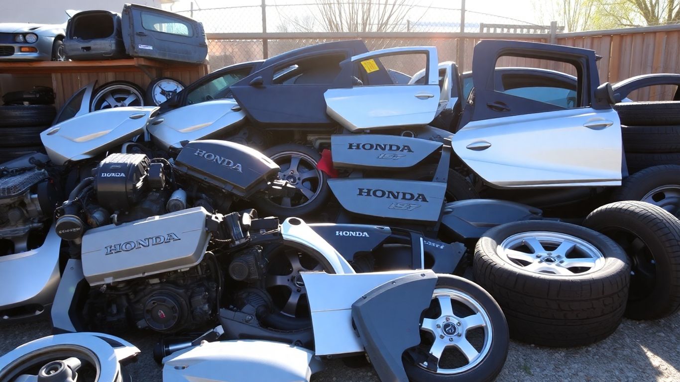 Honda car parts in a Darwin wrecking yard.