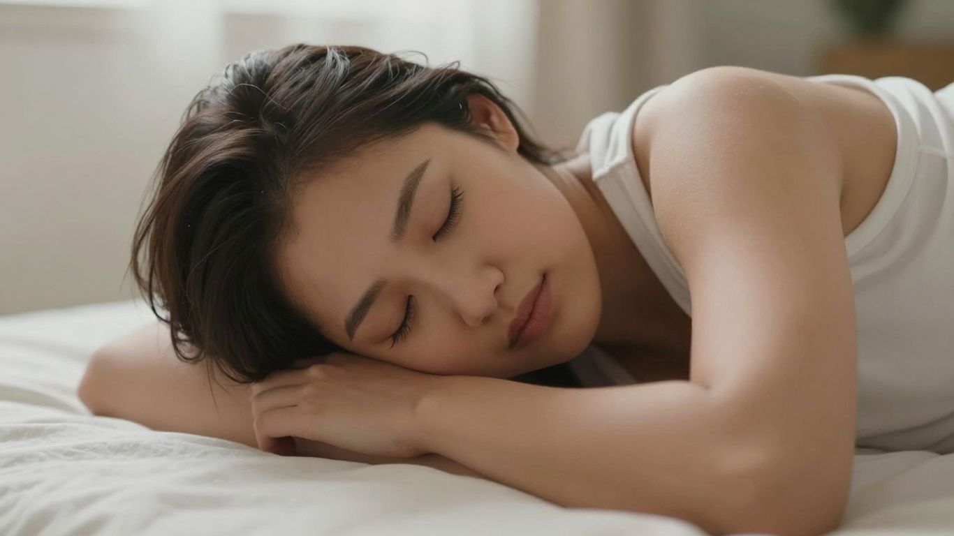 Persoană relaxată într-o postură calmă și liniștită.