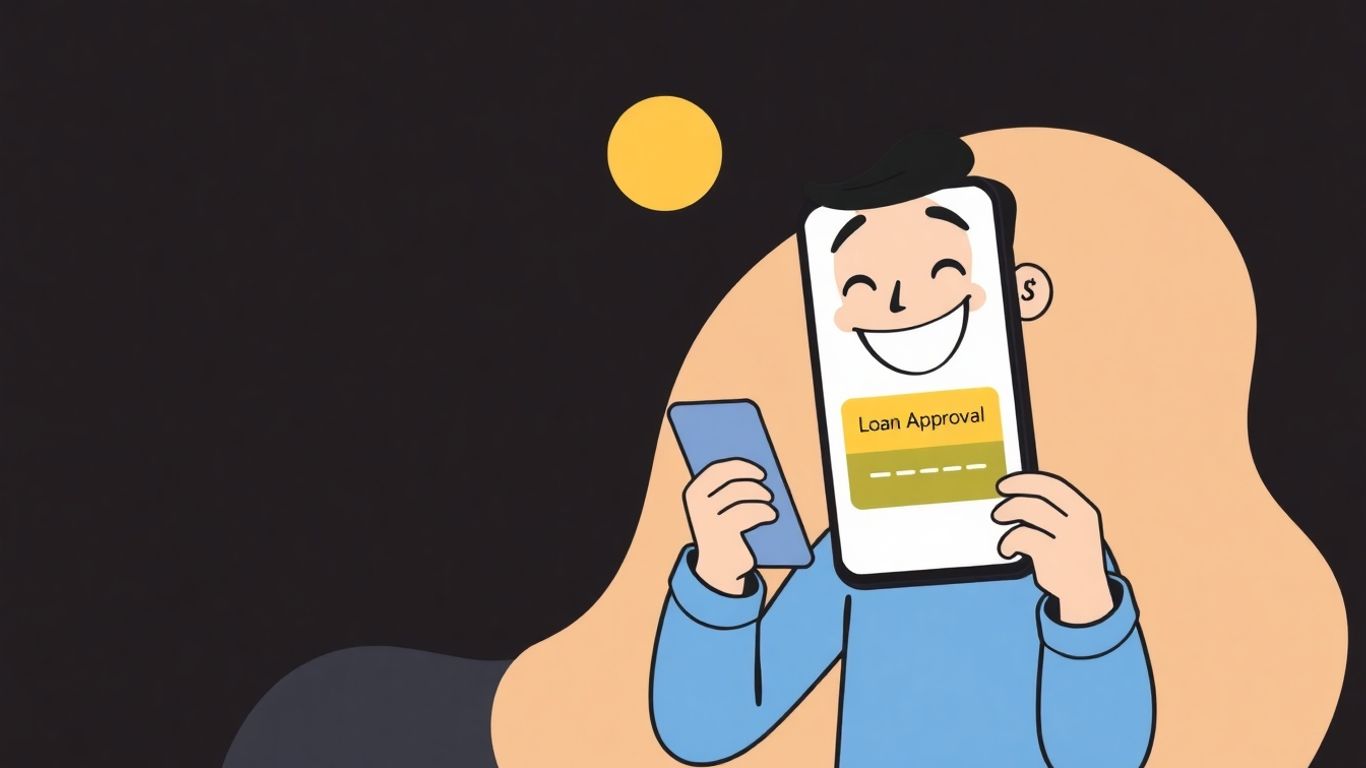 Person receiving instant loan approval on phone.