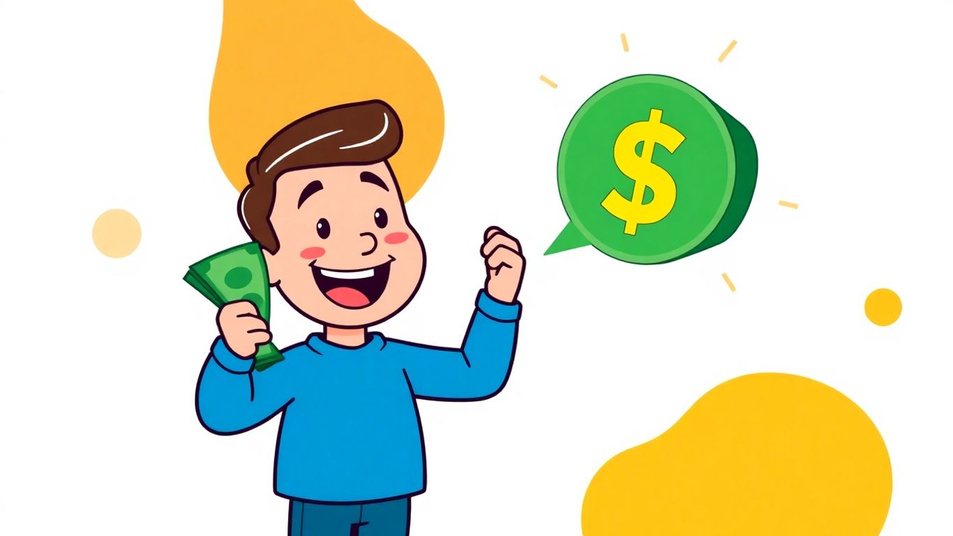 Person holding cash with payday loan symbol.