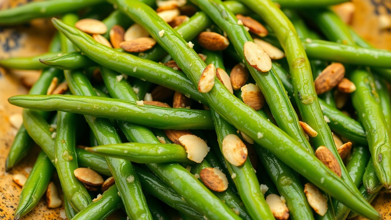 Spanish green beans with almonds on a plate