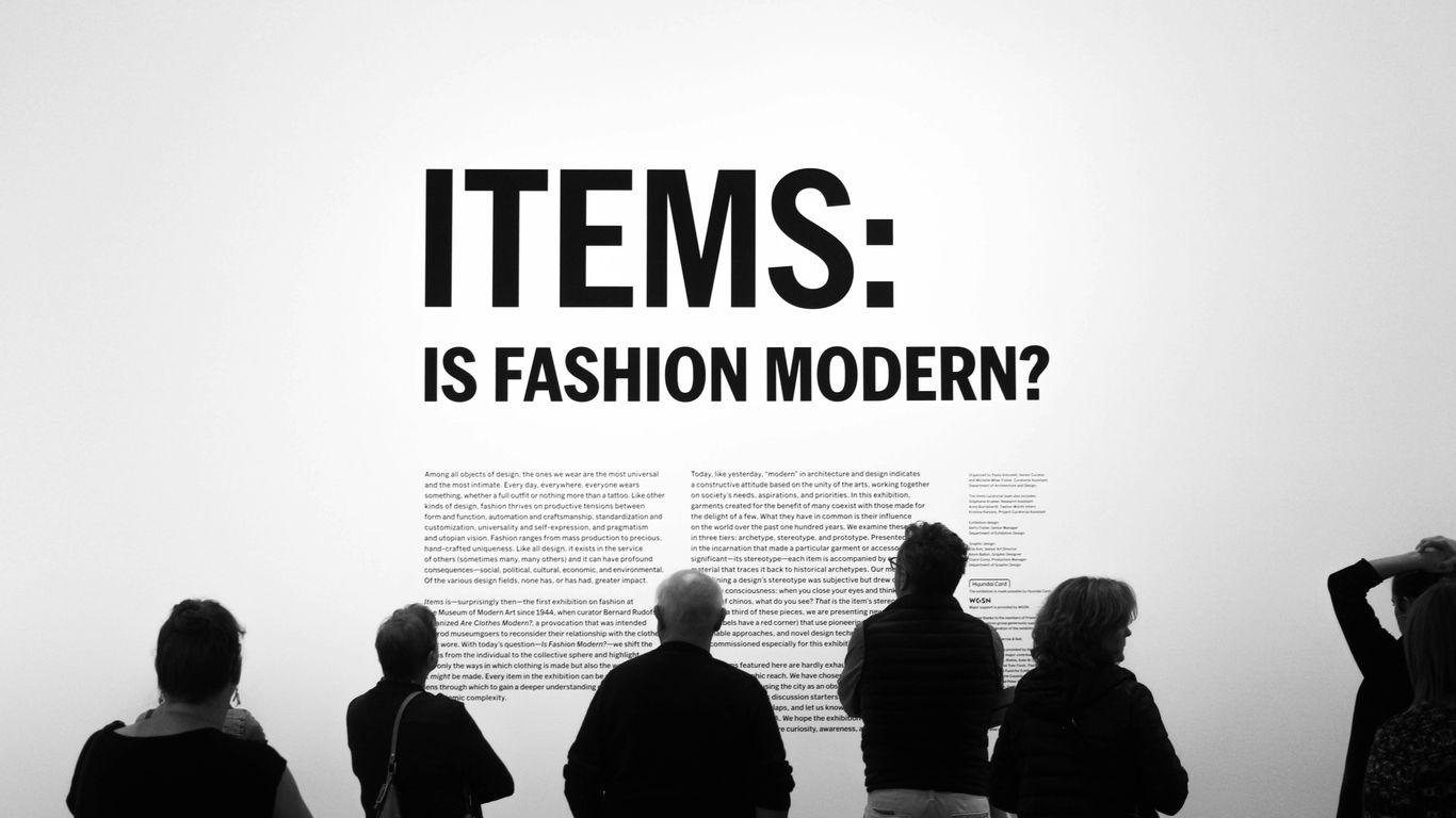 Items: is fashion modern? text overlay