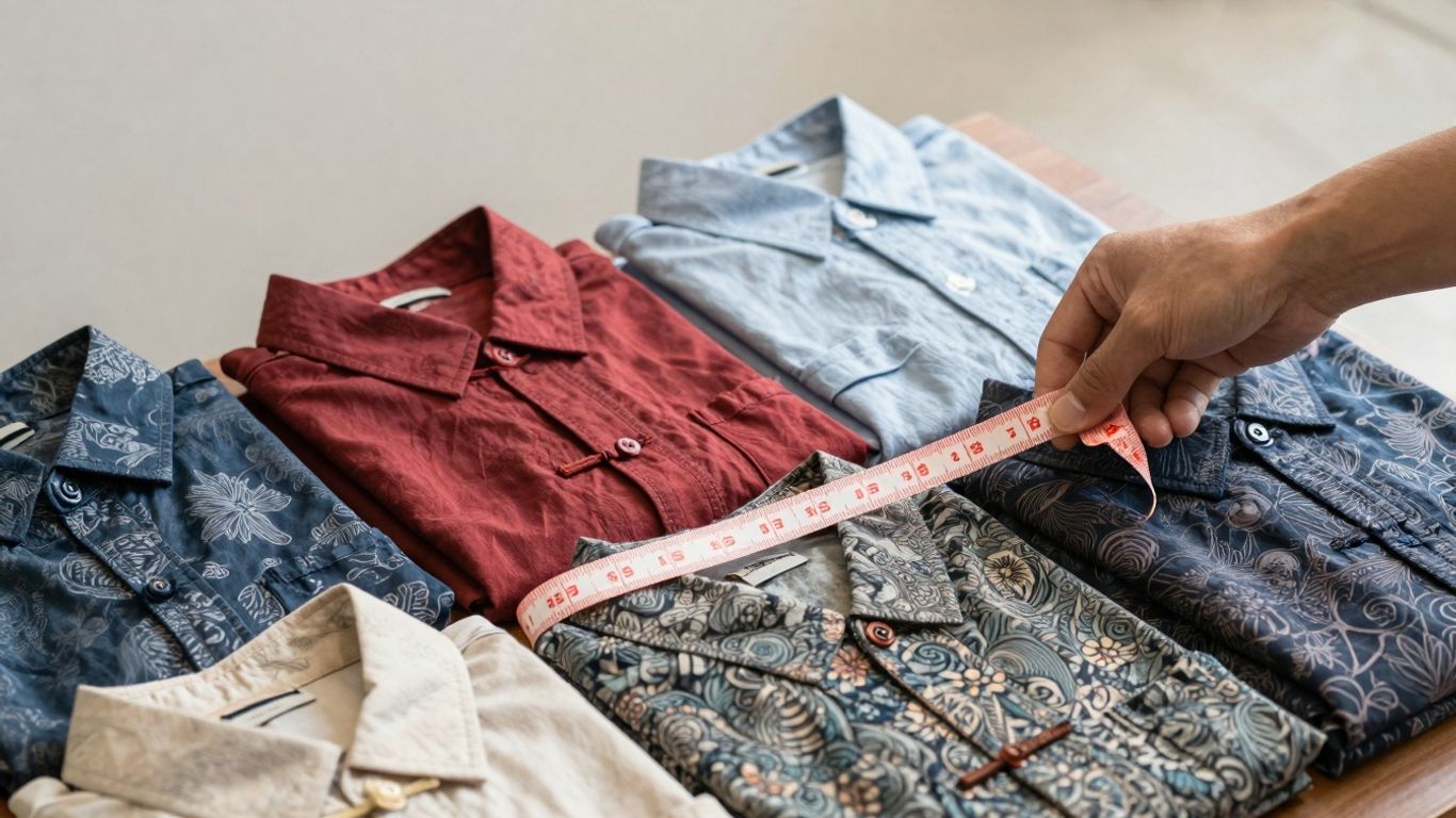 Asian shirts and measuring tape for size conversion.