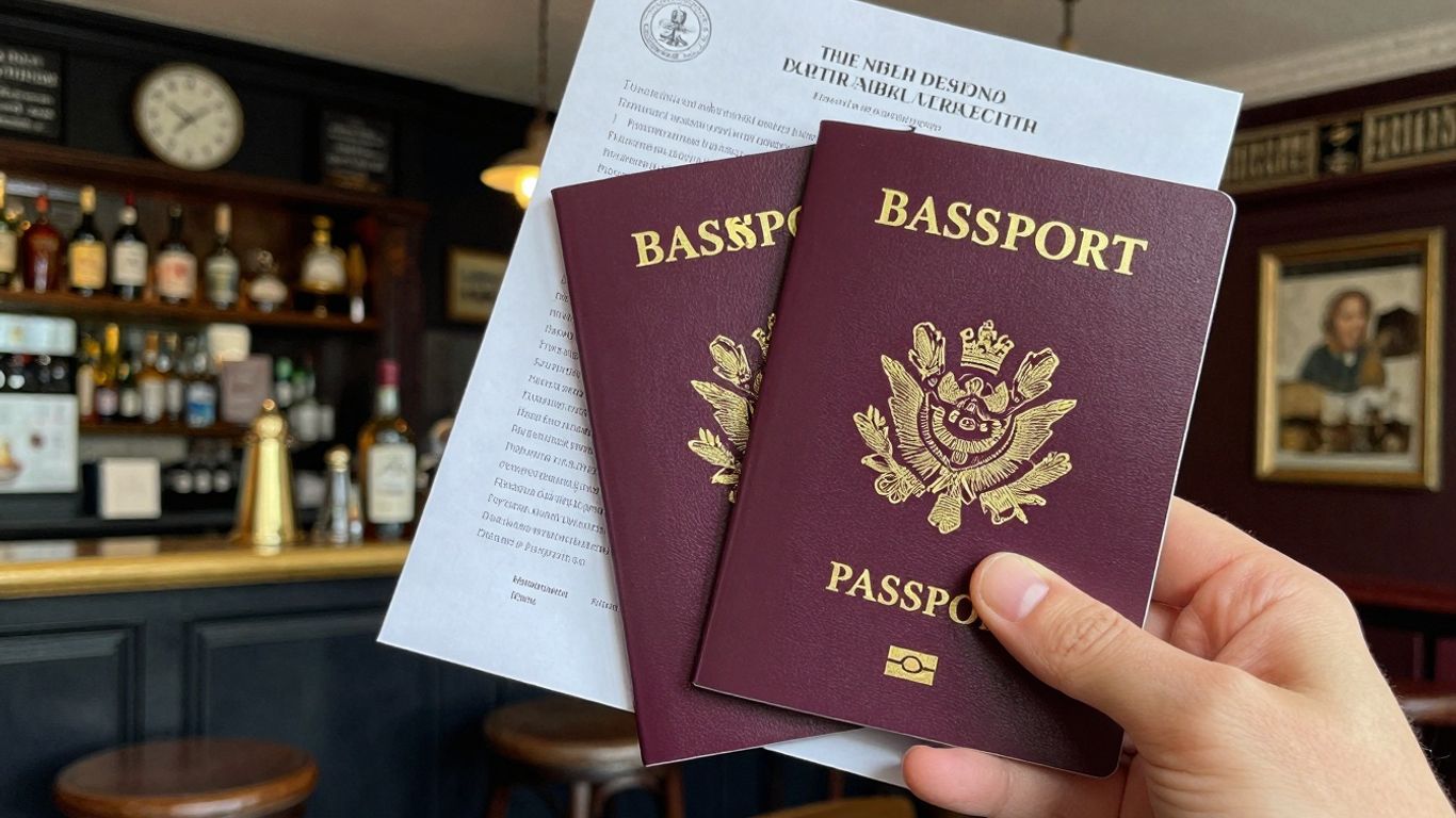 UK passport and licence document for personal licence application.