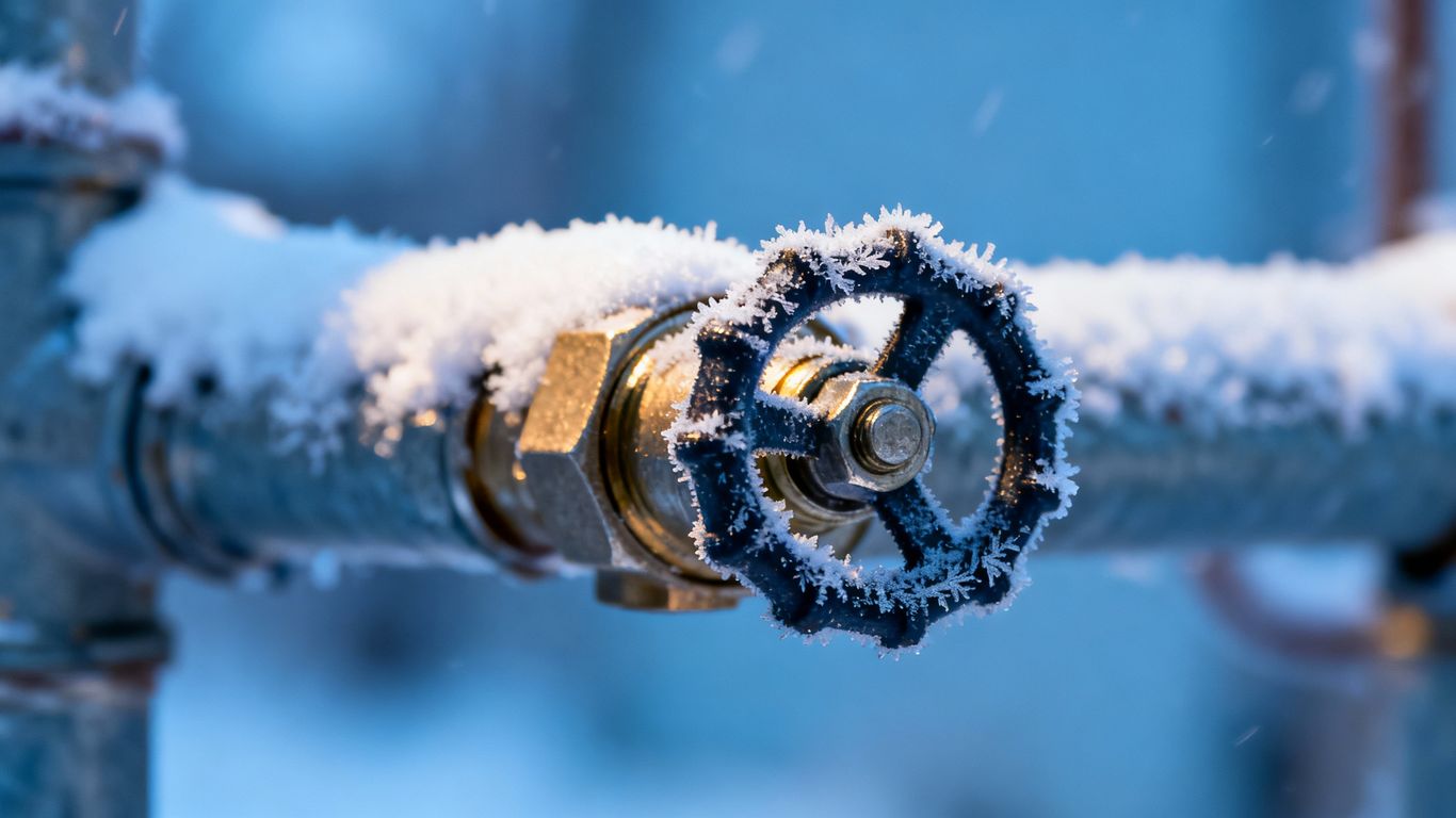 Water pressure regulator with frost in winter.