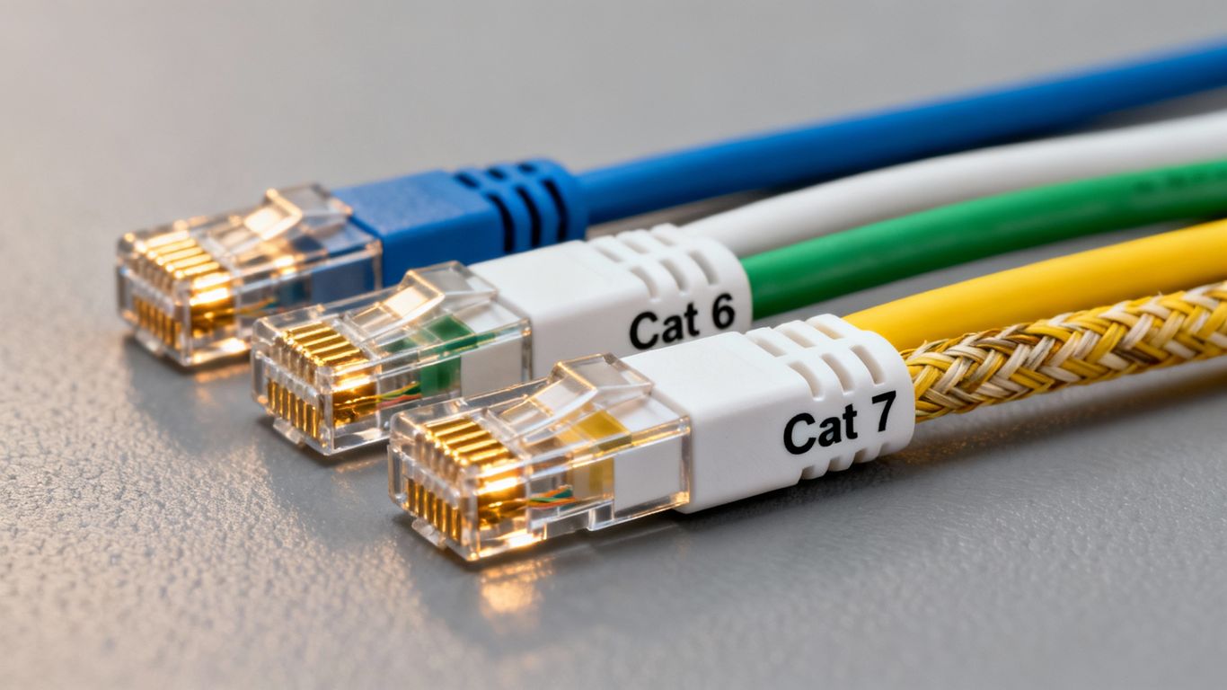 Various Ethernet cables arranged neatly.