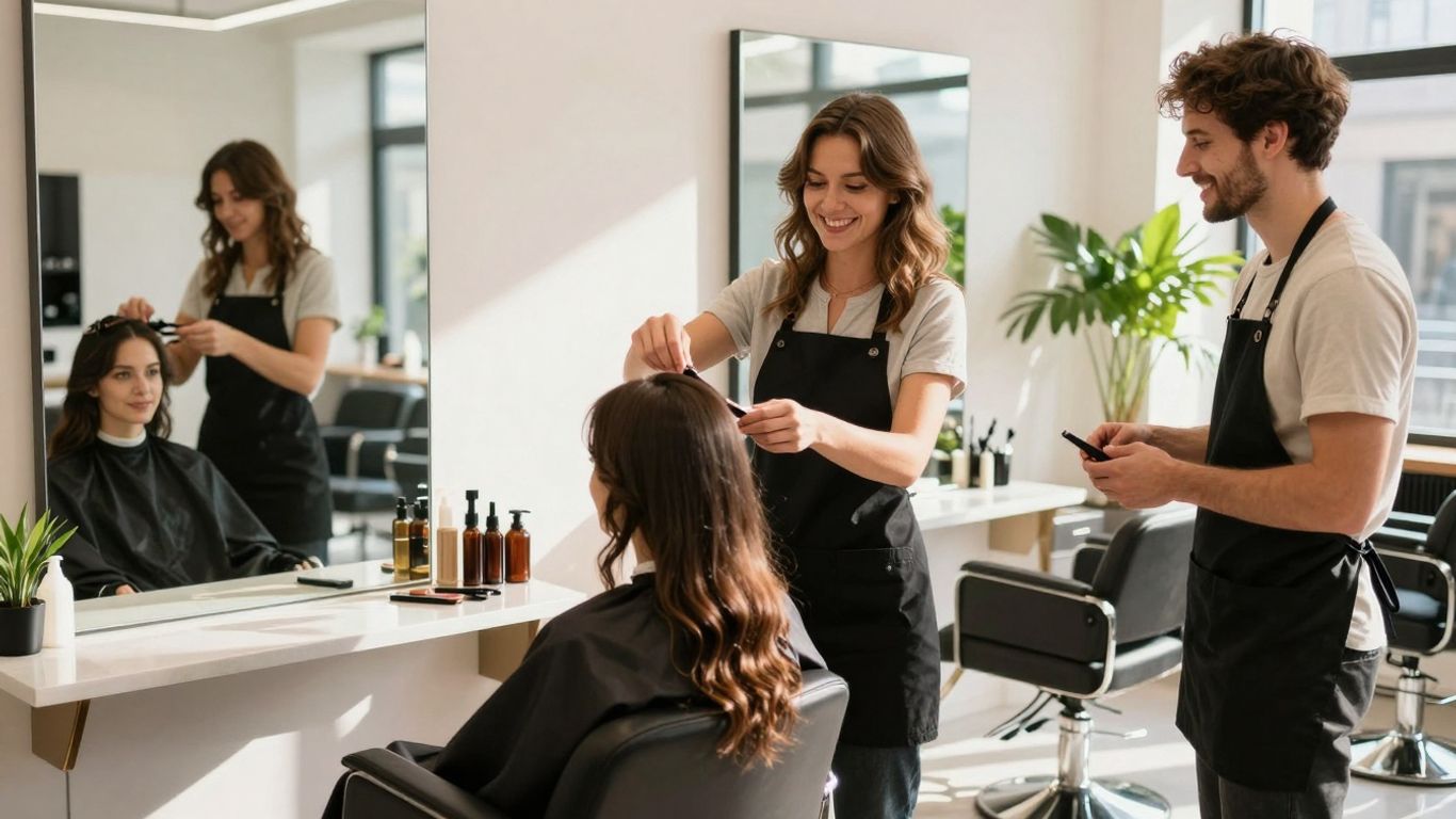 Salon staff training and developing skills for client satisfaction.