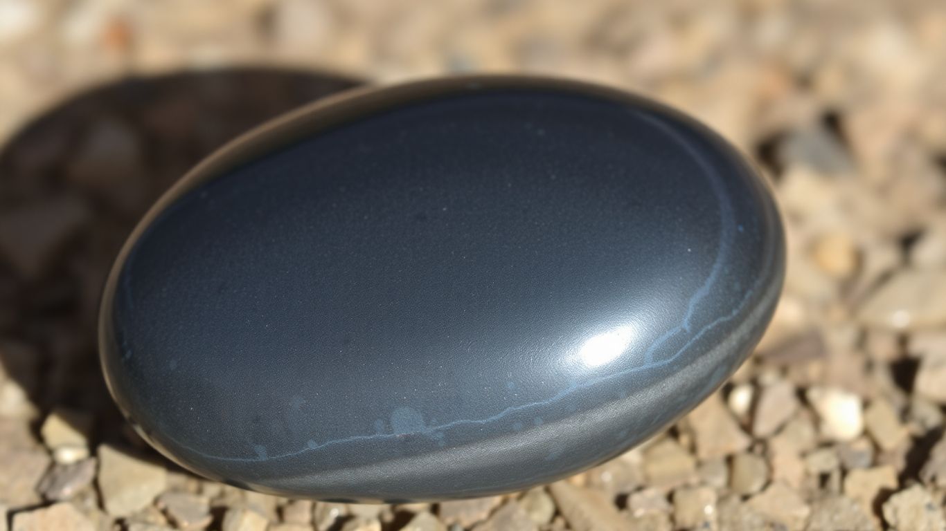 Polished hematite stone with metallic luster.