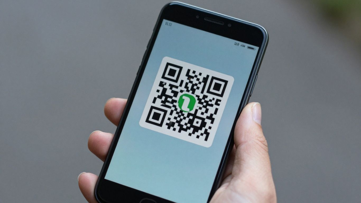 Android phone scanning a QR code.