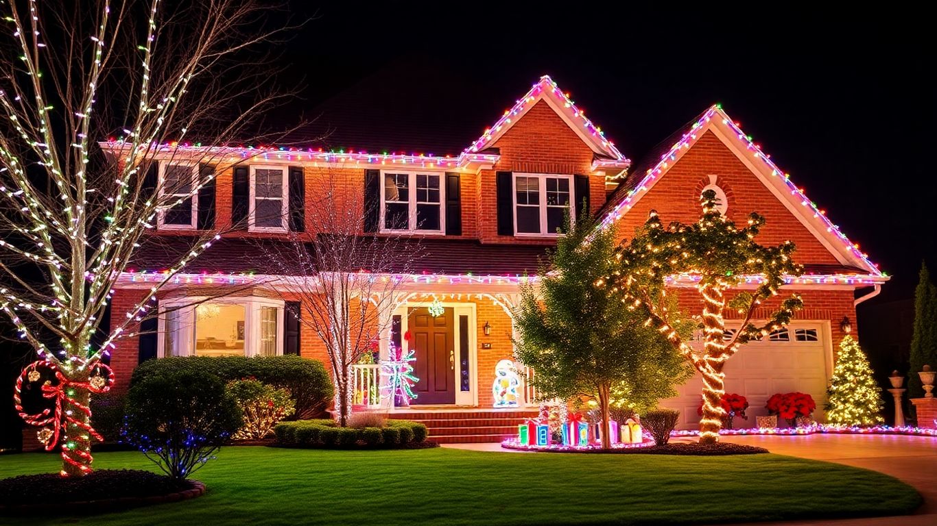 House decorated with professional Christmas lights in Oakville.