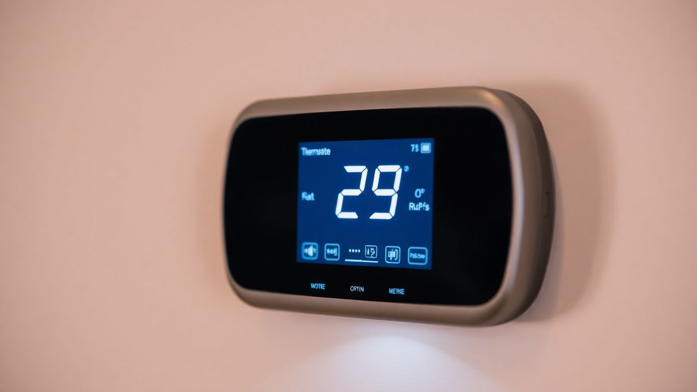 Thermostat moderne affichant la température ambiante.