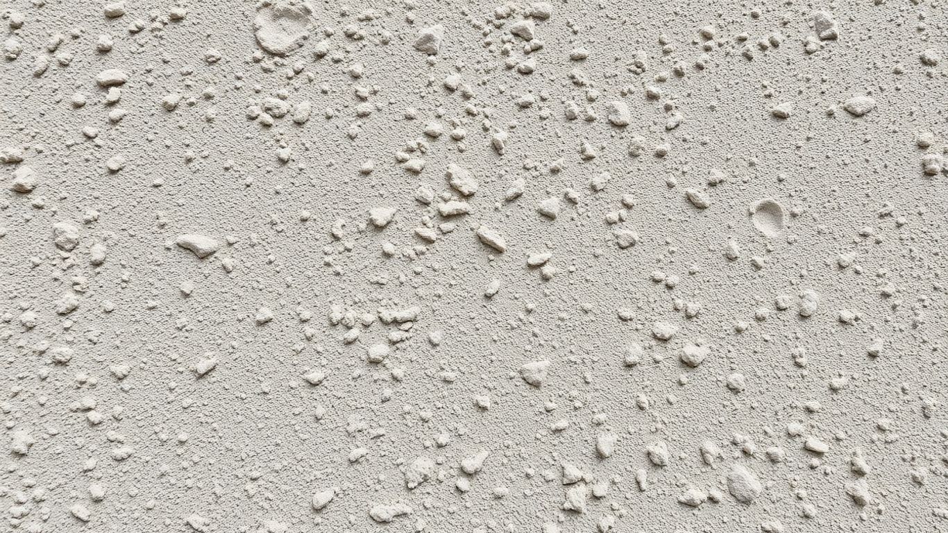 Close-up of stucco plaster texture on a wall.