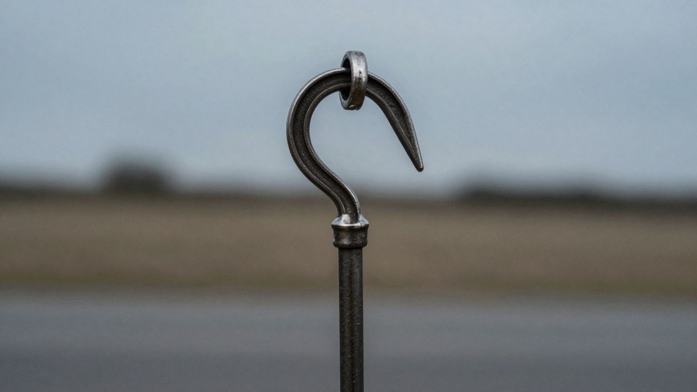 A classic dark metal shepherd's hook
