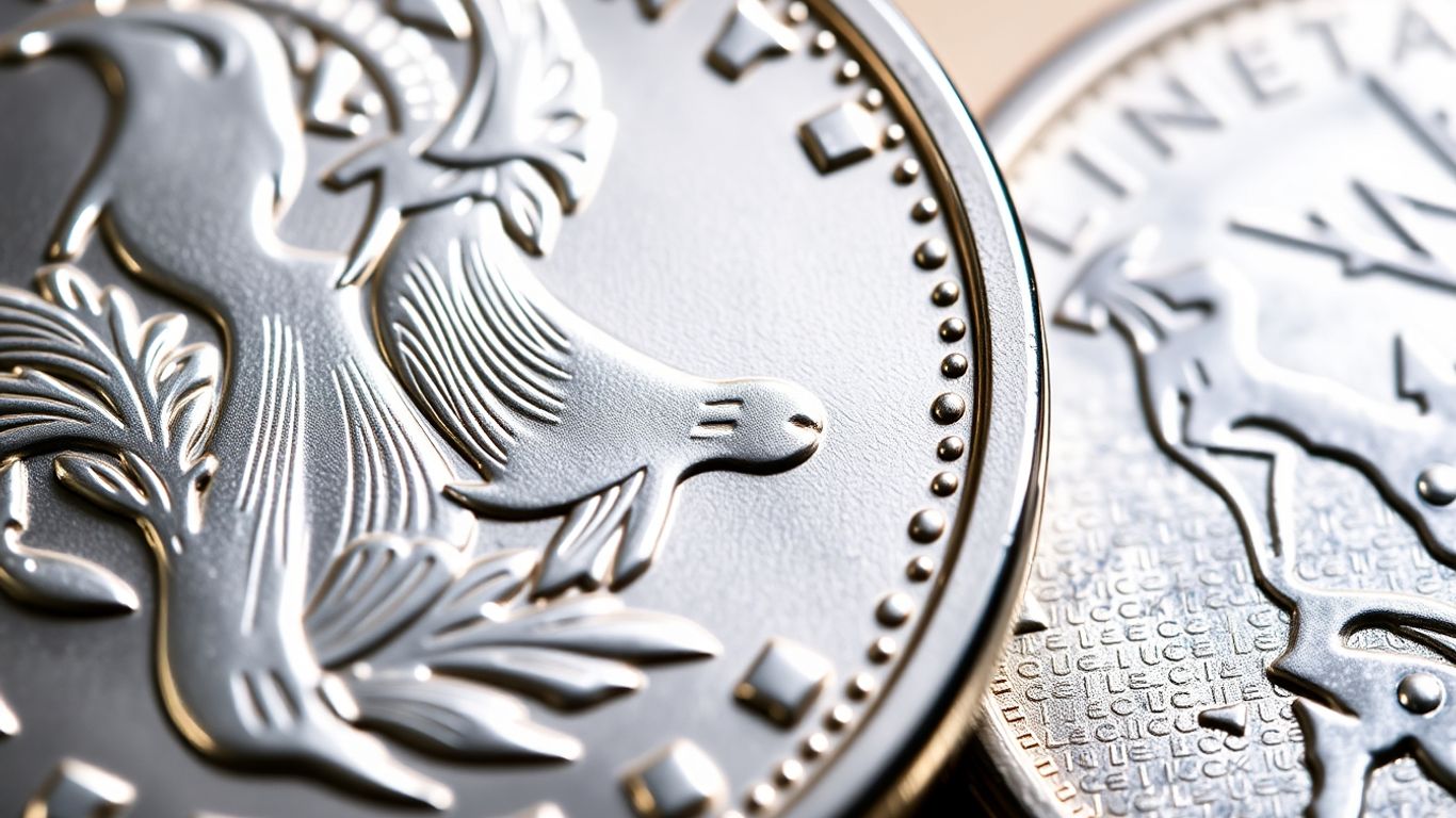 Proof and uncirculated coins side-by-side.