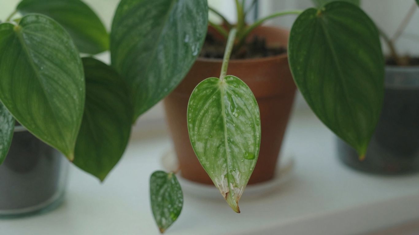 Zimmerpflanzen auf einer Fensterbank im Januar